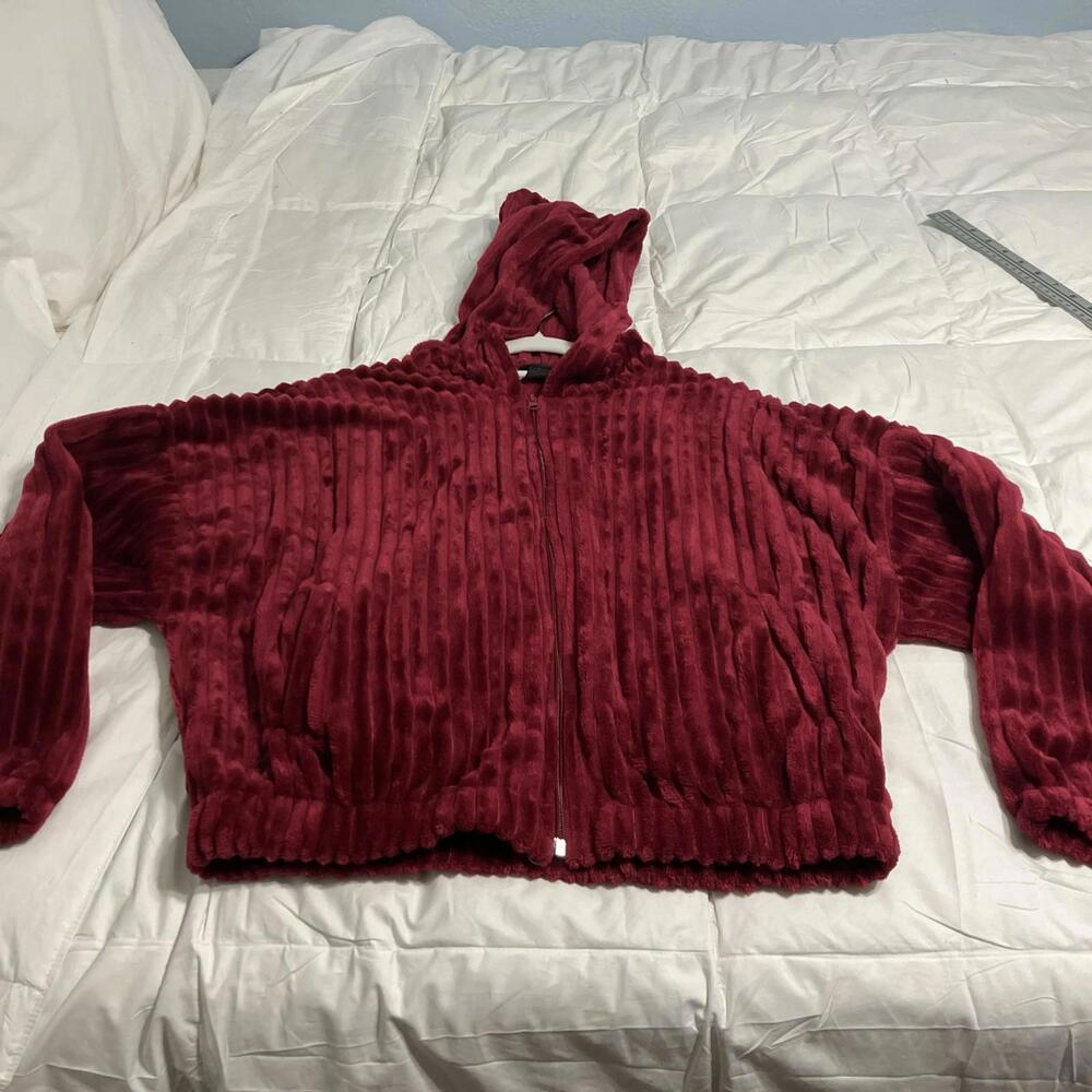 C-MODE Women's Ultra Soft Zip Up Hoodie Size L In Fuchsia/red
